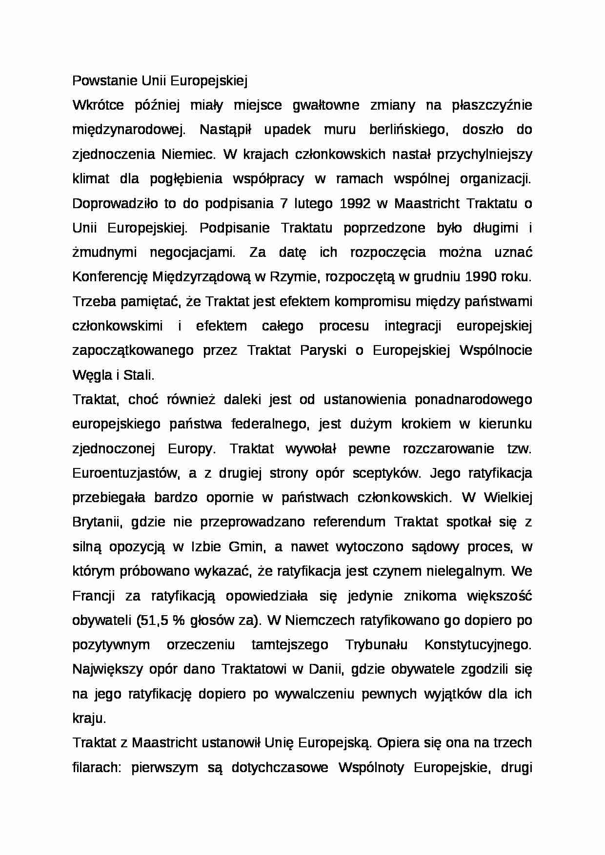 Wykład - Powstanie Unii Europejskiej - strona 1