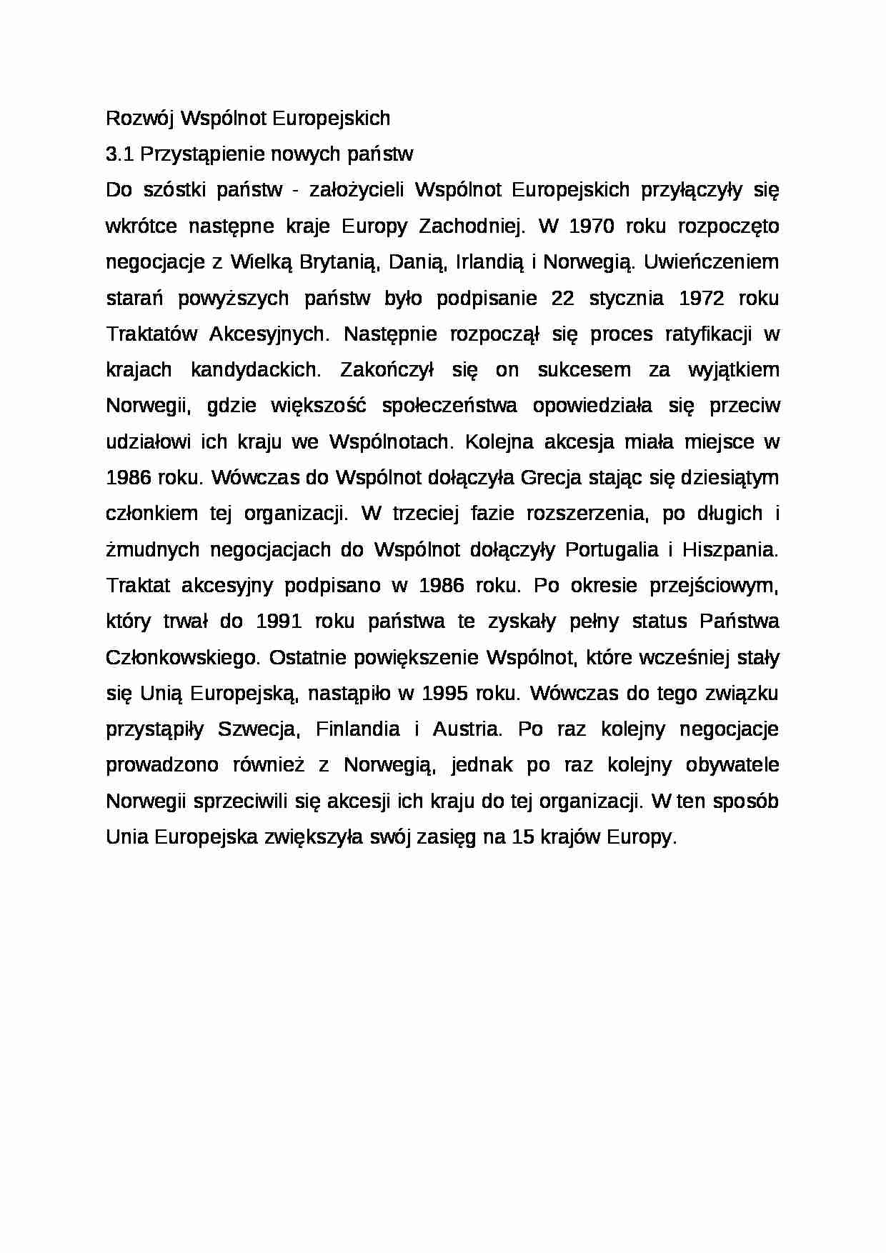 Wykład - Rozwój Wspólnot Europejskich - strona 1