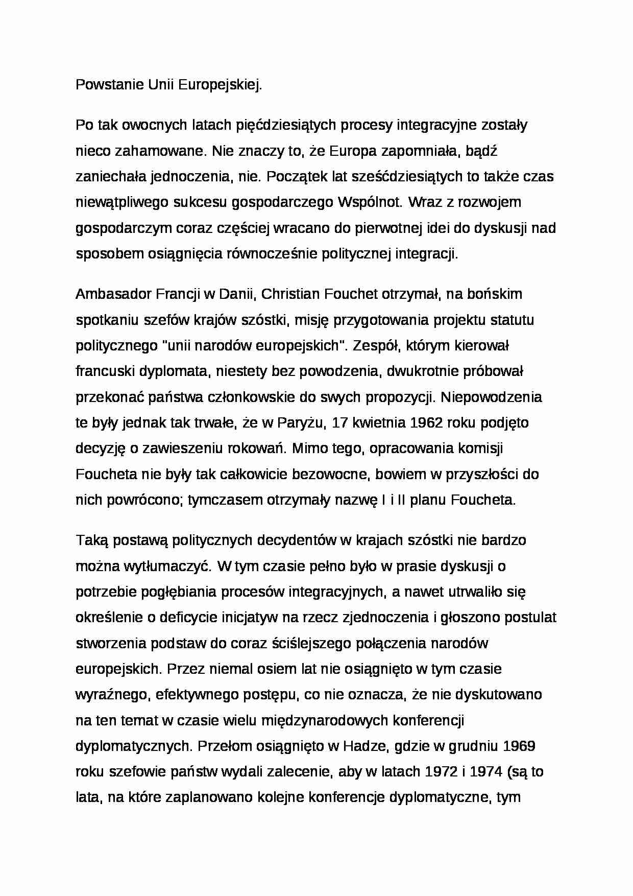 Wykład - Powstanie Unii Europejskiej - strona 1