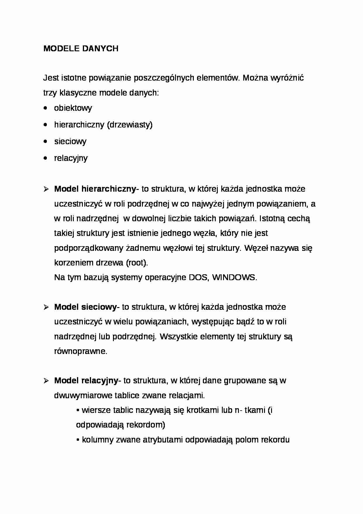 Wykład - modele danych - strona 1