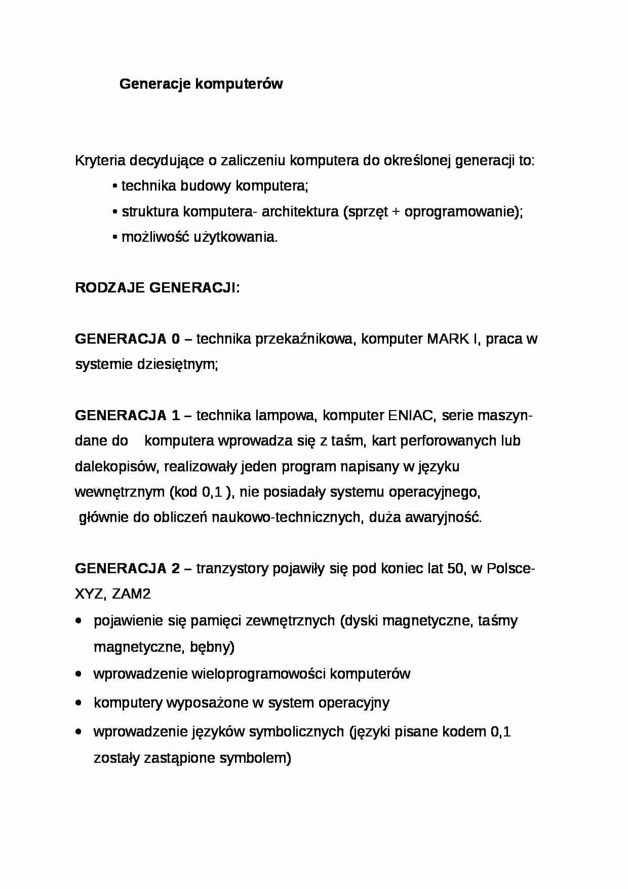 Wykład - Generacje komputerów - strona 1