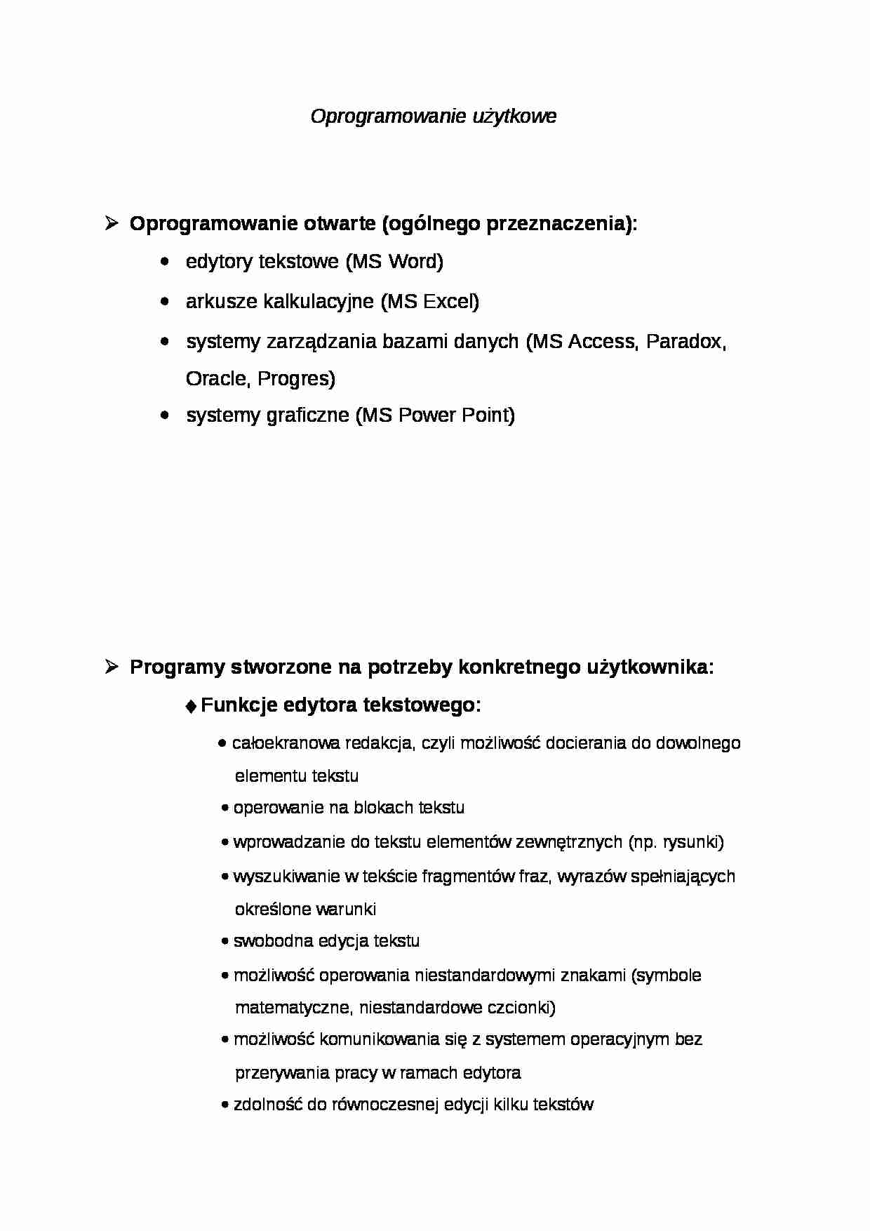 Wykład - Oprogramowanie użytkowe - strona 1