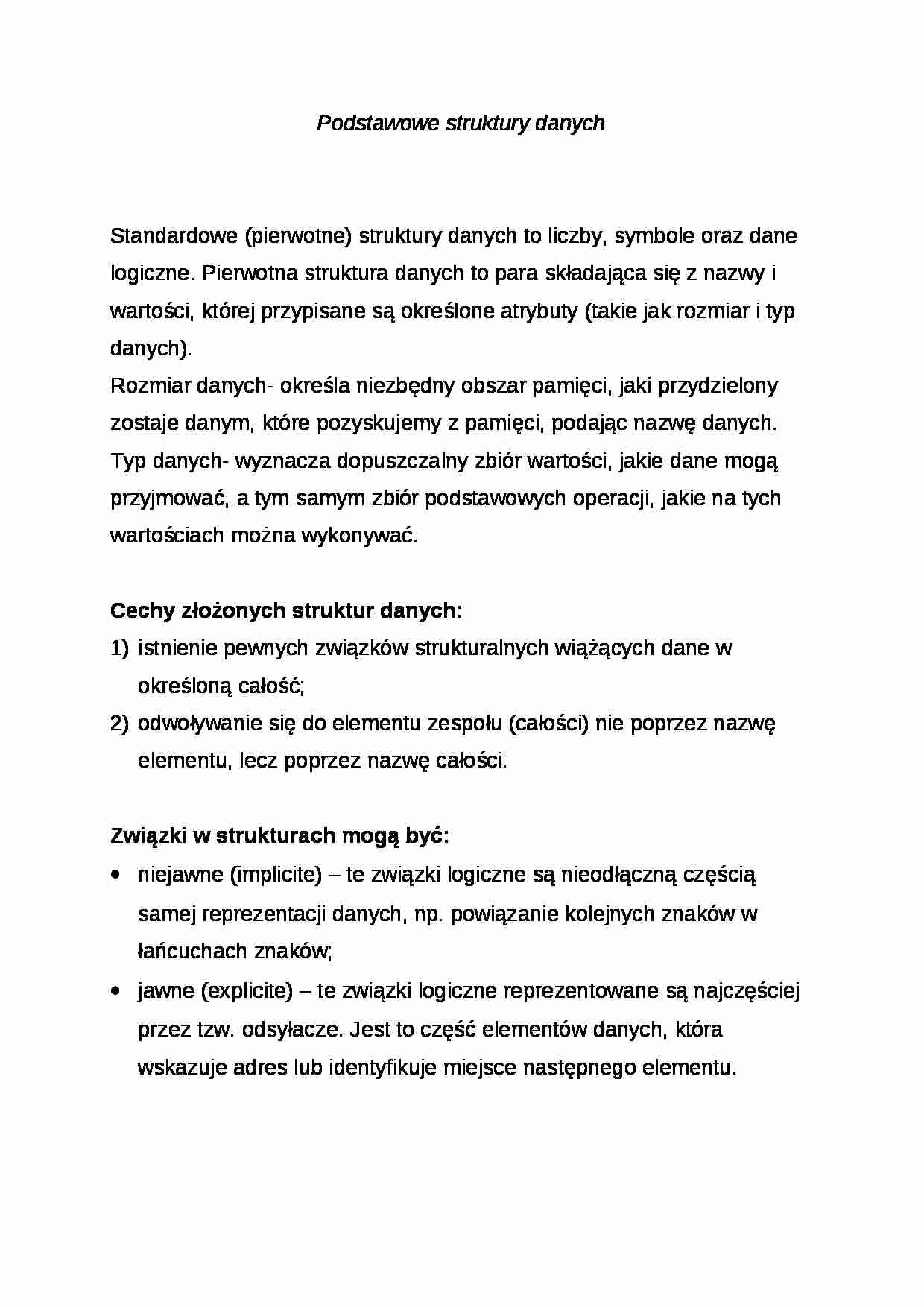 Wykład - Podstawowe struktury danych - strona 1