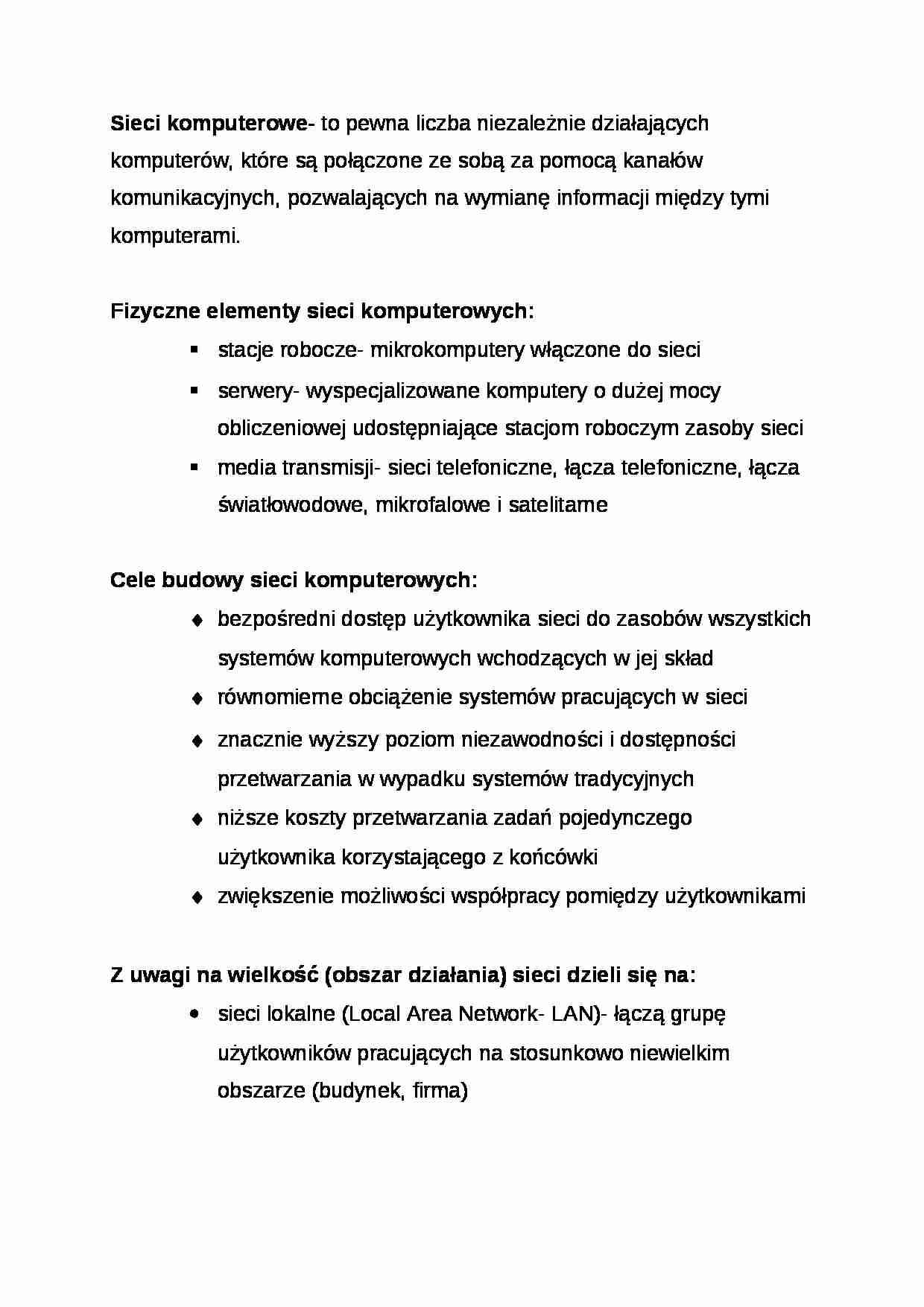 Wykład - Sieci komputerowe - strona 1
