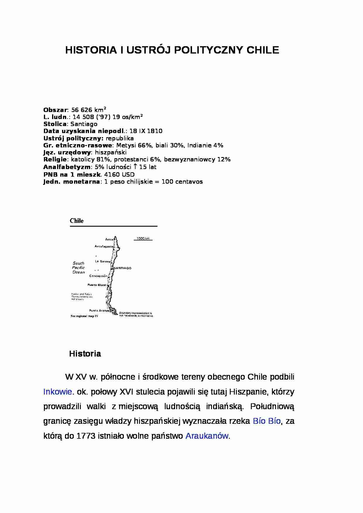 Wykład - historia i ustrój polityczny Chile - strona 1