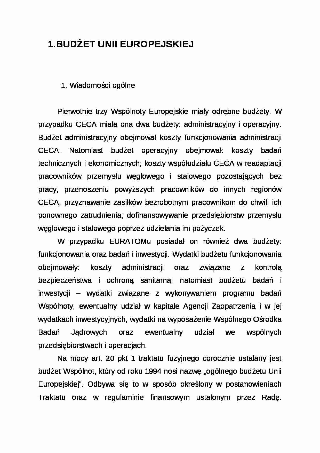 Wykład - budżet Unii Europejskiej - strona 1