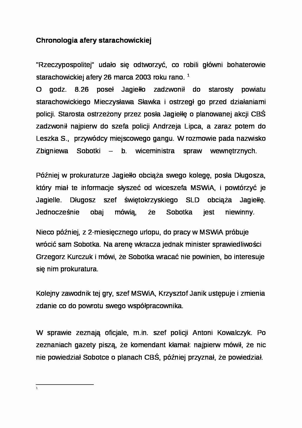 Wykład - Chronologia afery starachowickiej - strona 1