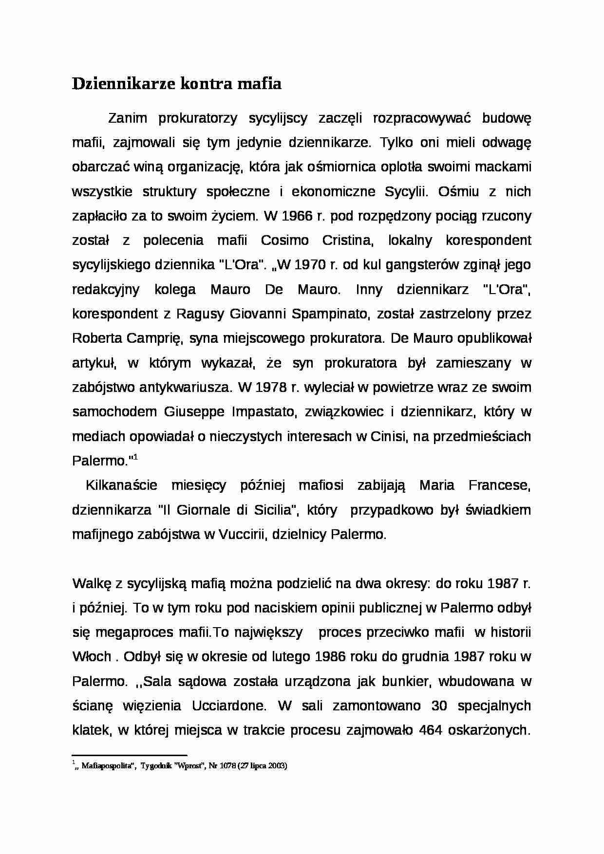 Wykład - Dziennikarze kontra mafia - strona 1