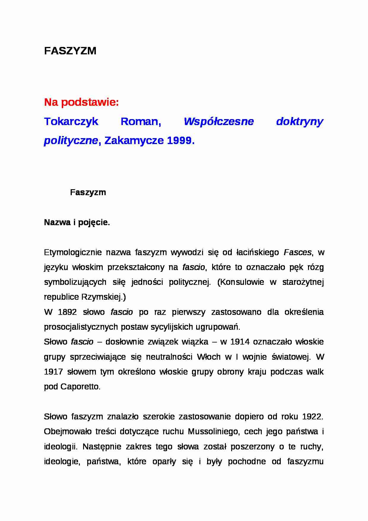 Wykład - definicja faszyzmu - strona 1