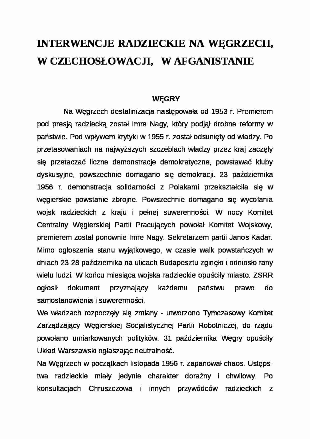 Wykład - interwencje radzieckie na Węgrzech - strona 1