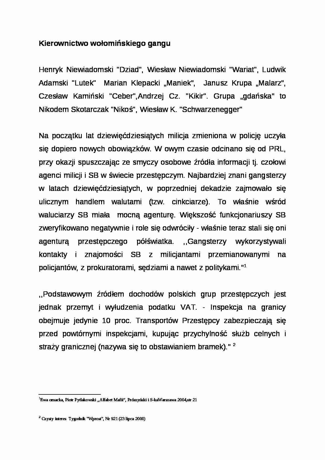 Wykład - Kierownictwo wołomińskiego gangu - strona 1