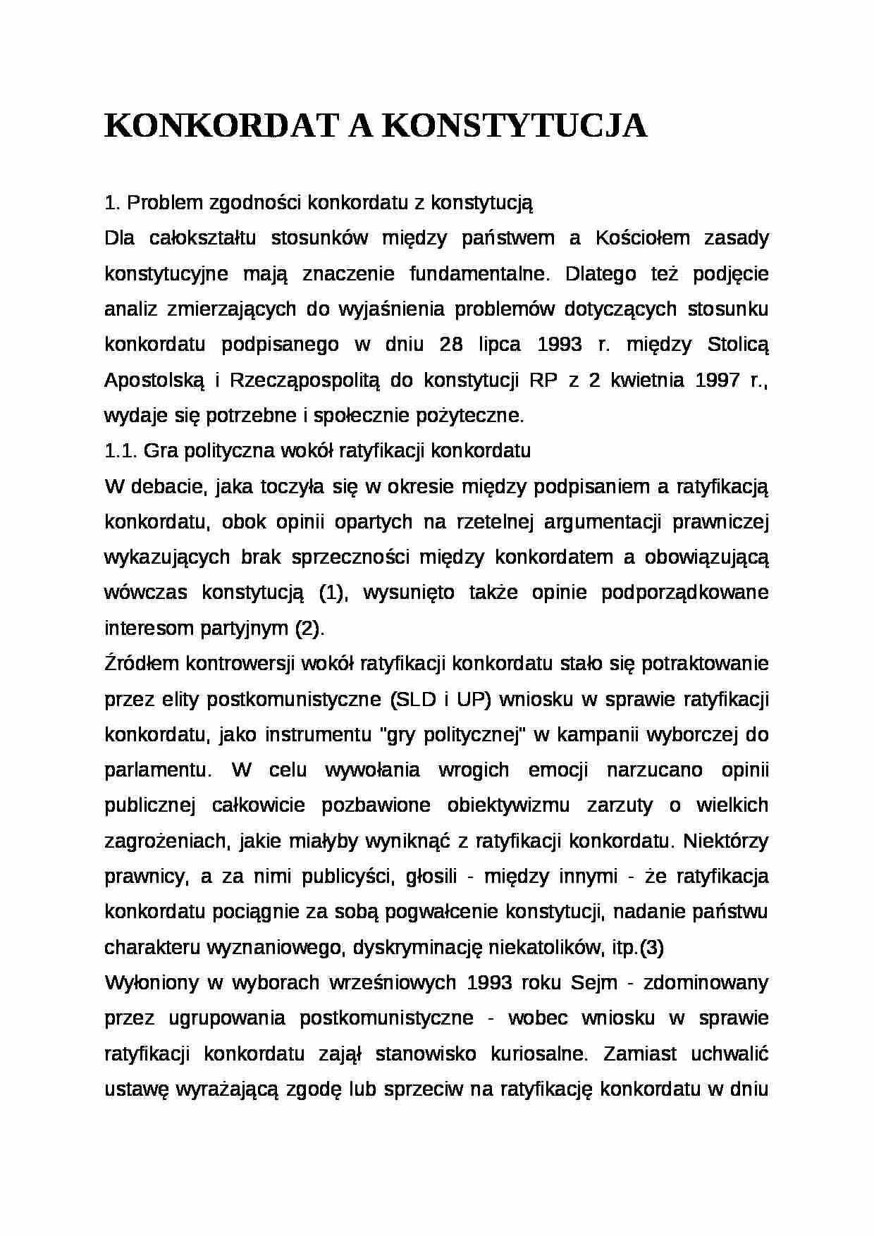 Wykład - konkordat a konstytucja - strona 1