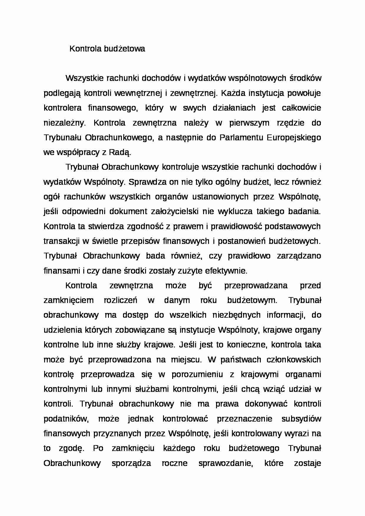 Wykład - Kontrola budżetowa - strona 1