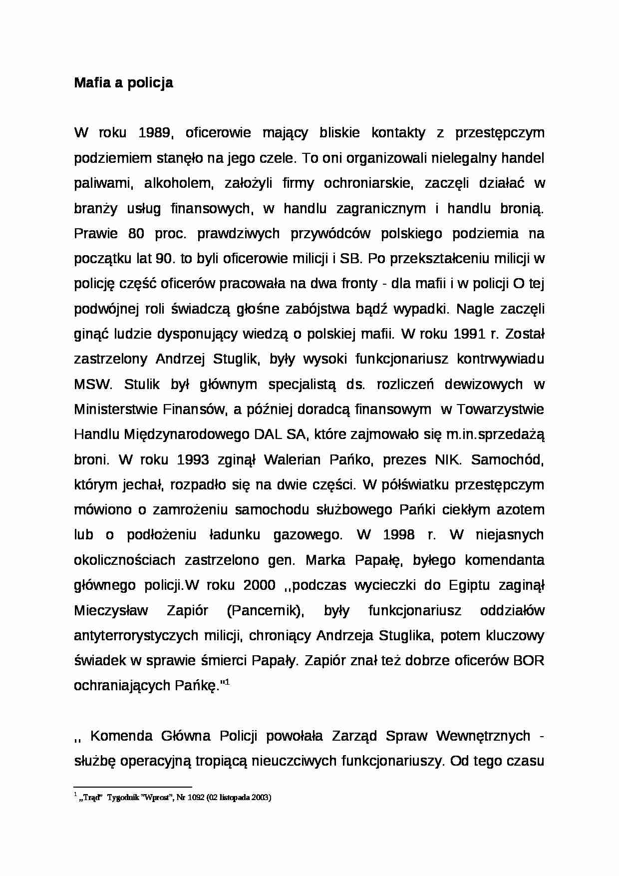 Wykład - Mafia pruszkowska a policja - strona 1