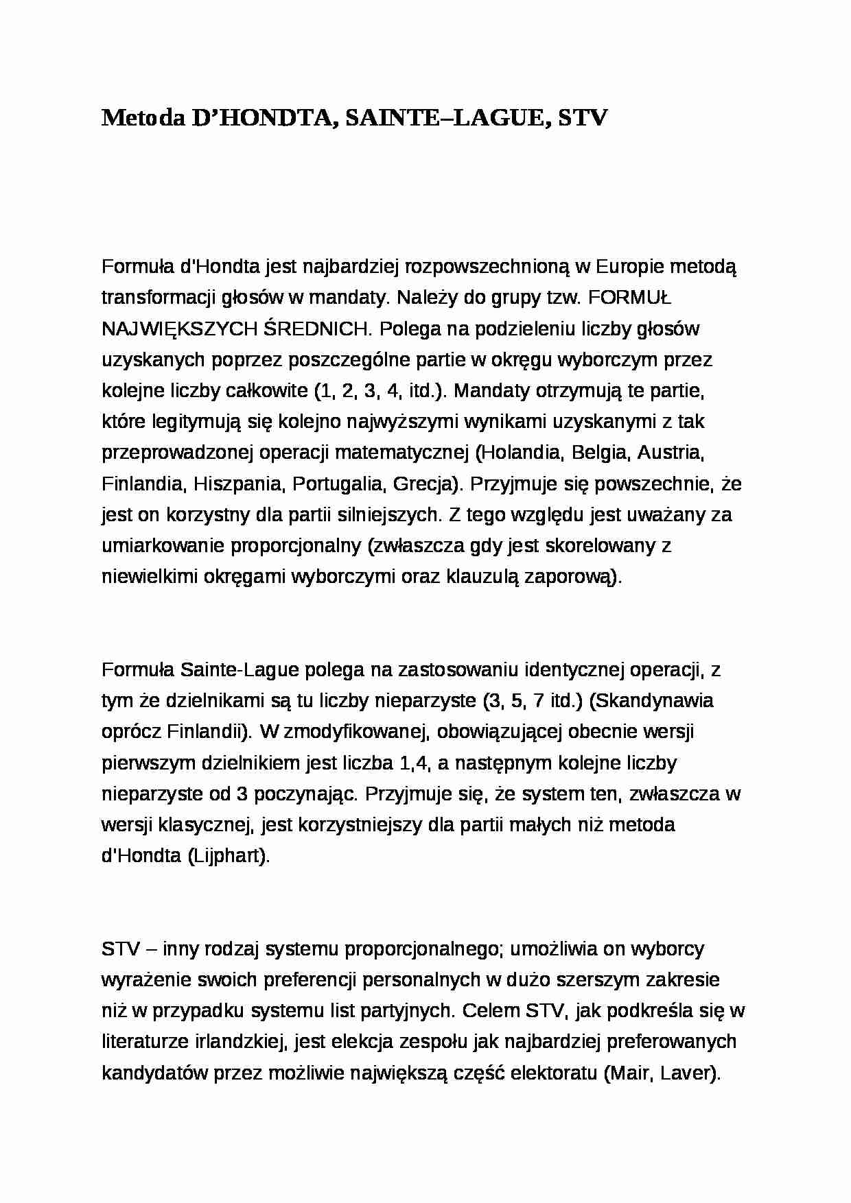 Wykład - Metoda d'Hondta - strona 1