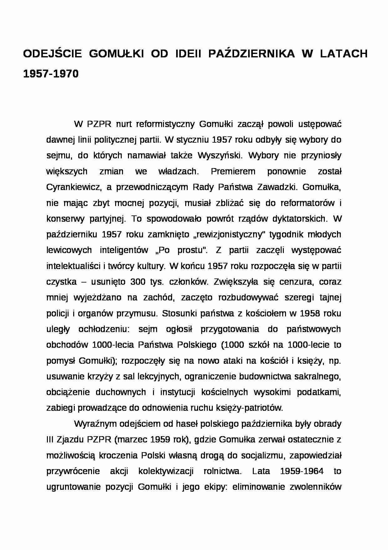 Wykład - odejście Gomułki od idei października - strona 1