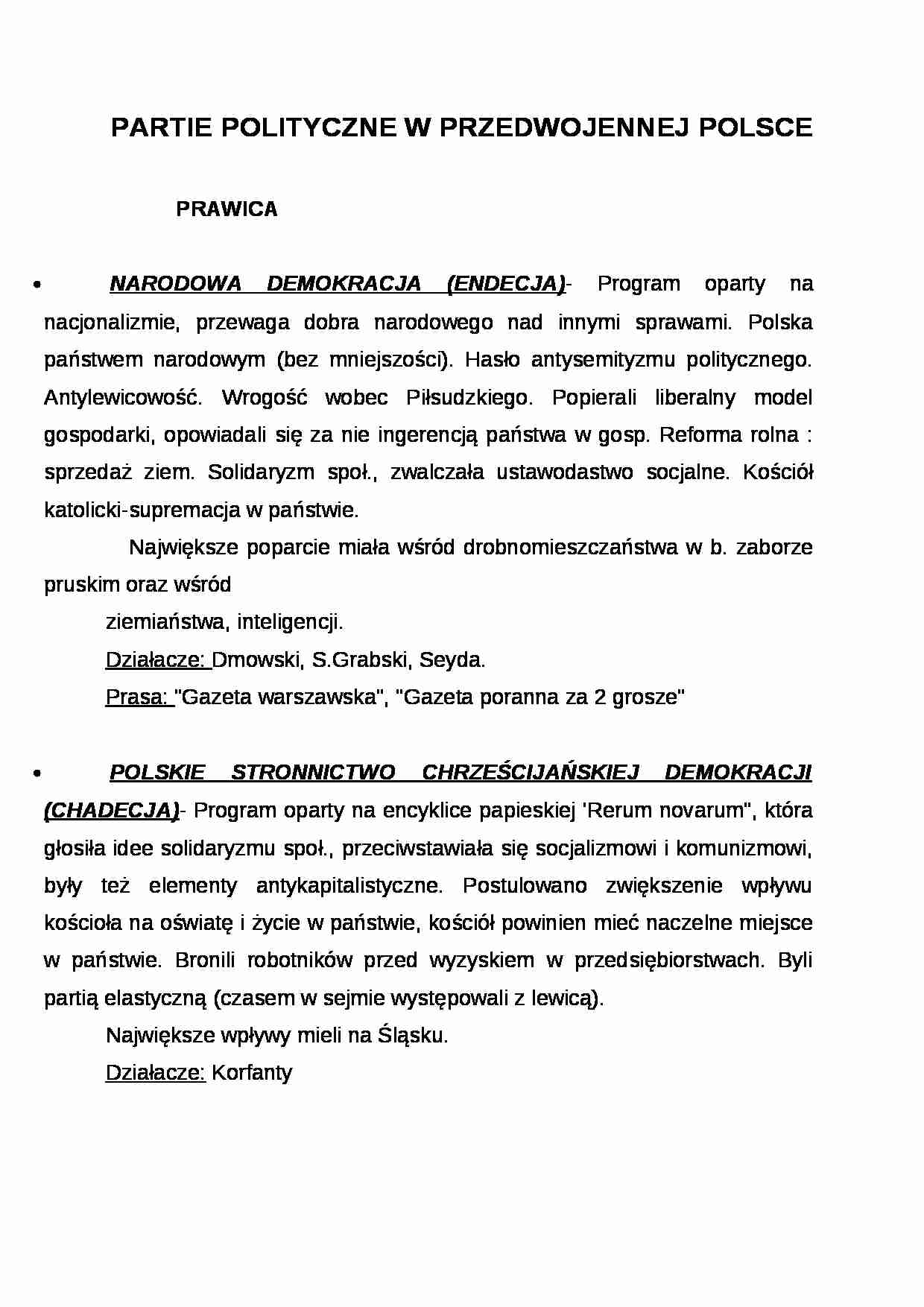 Wykład - partie polityczne w przedwczesnej Polsce - strona 1