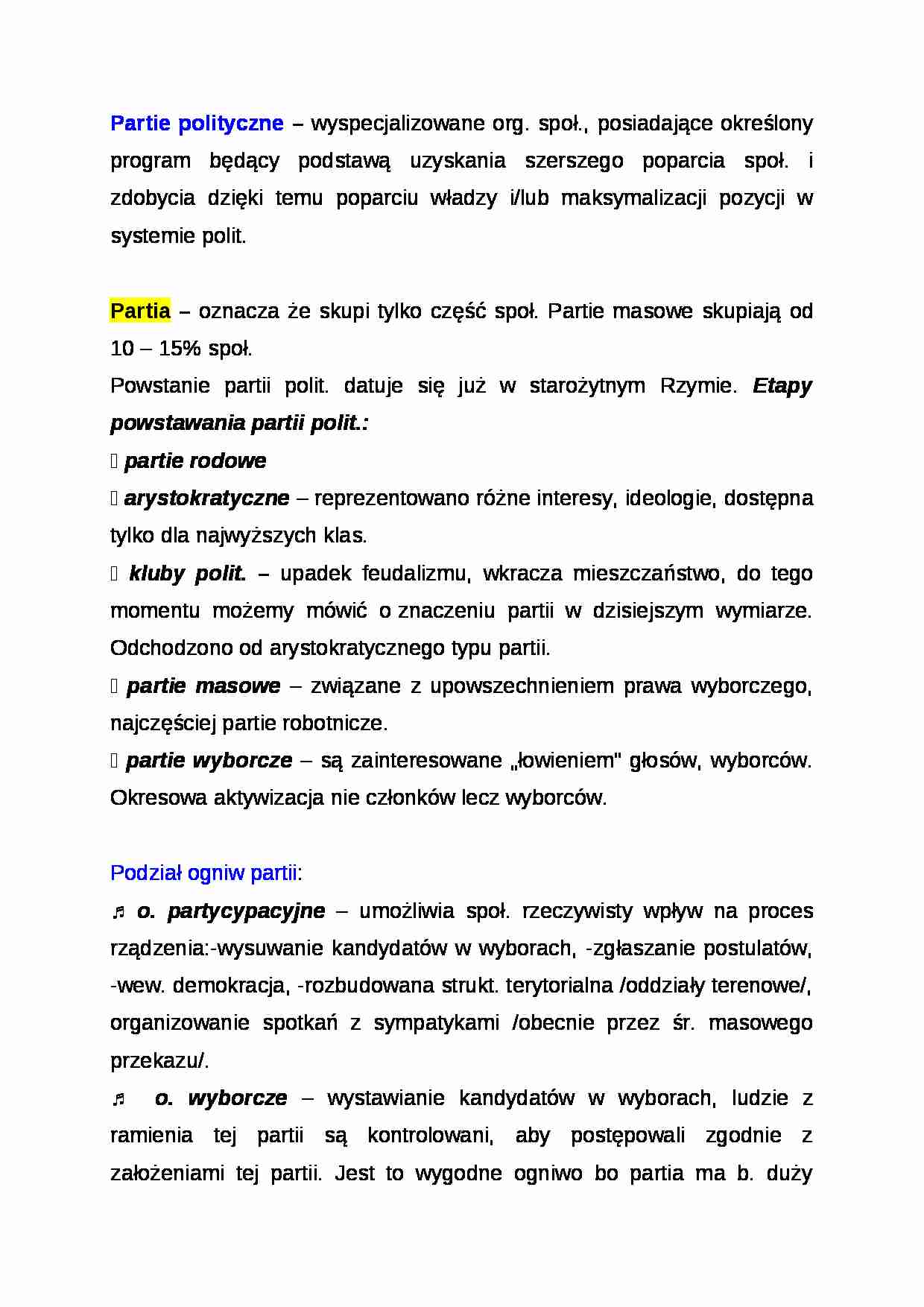 Wykład - Partie polityczne - strona 1