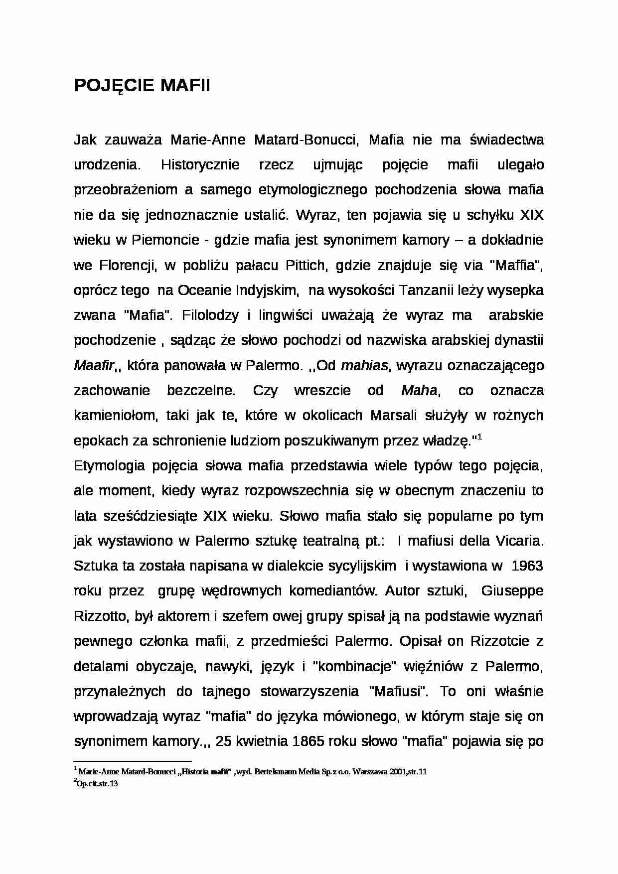 Wykład - pojęcie mafii - strona 1