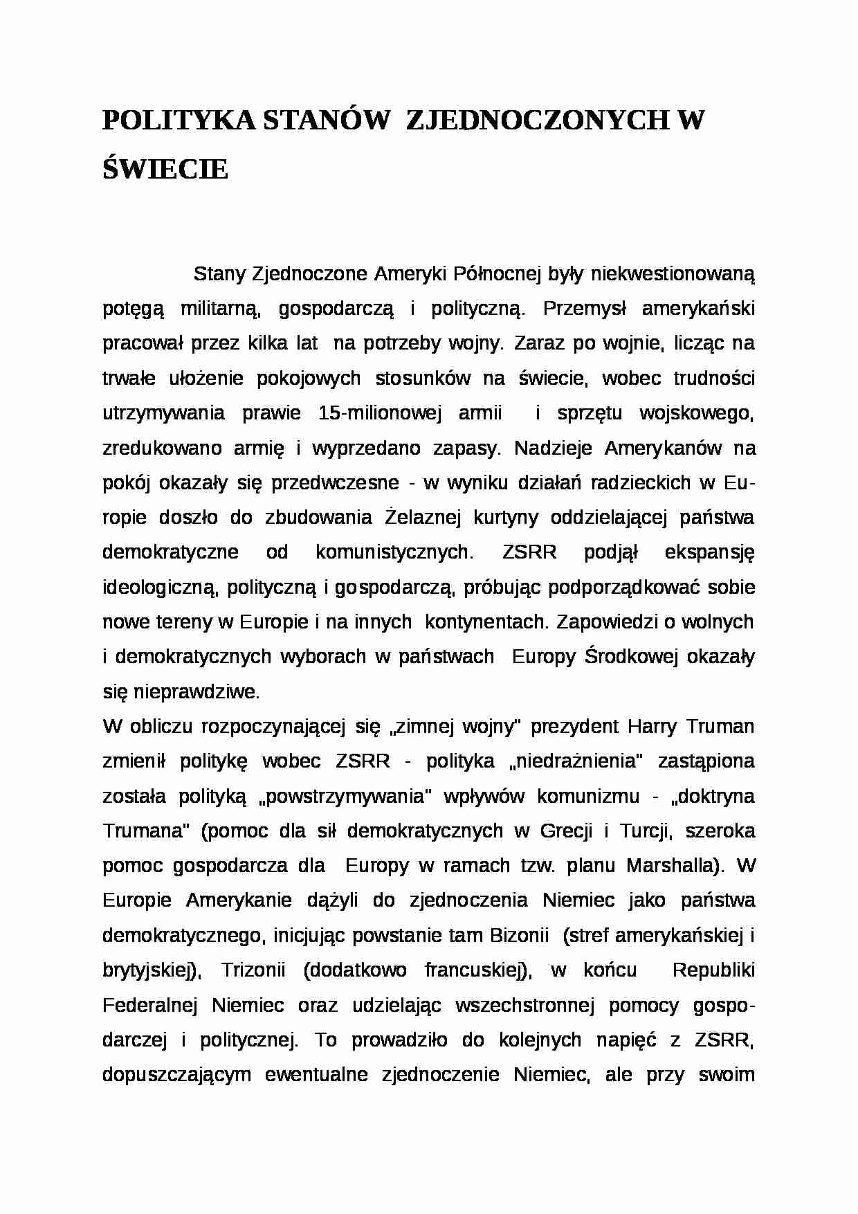 Wykład - polityka USA na świecie - strona 1