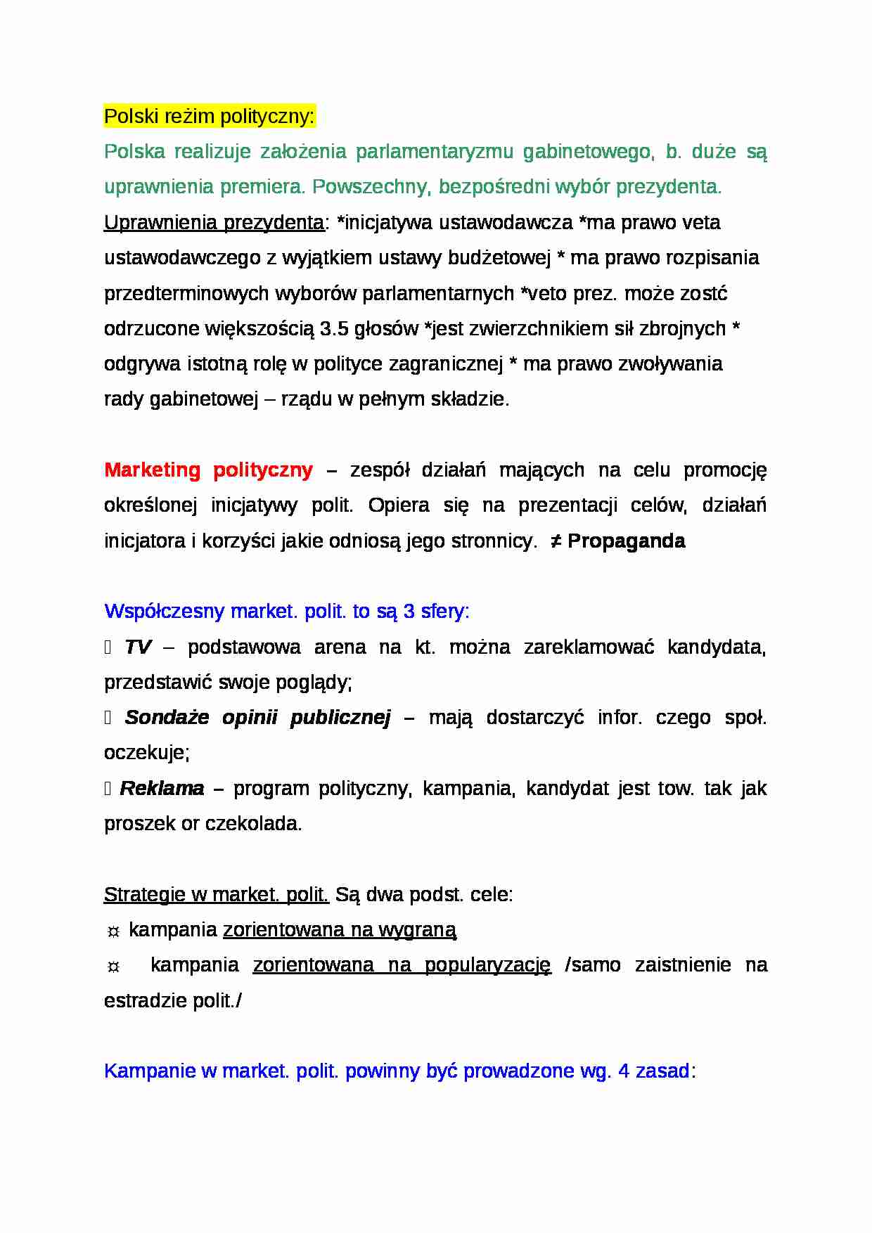 Wykład - Polski reżim polityczny - strona 1