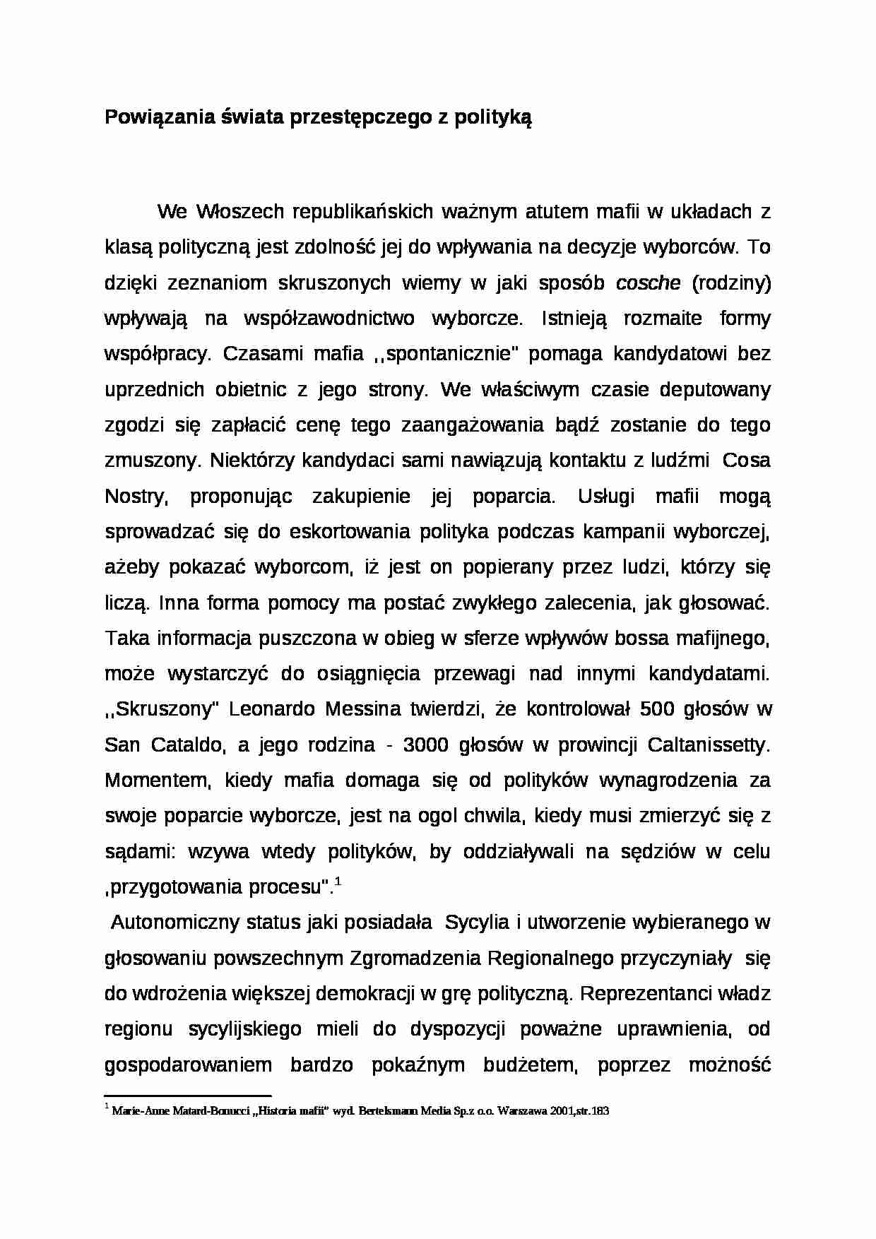 Powiązania świata przestępczego z polityką - wykład - strona 1