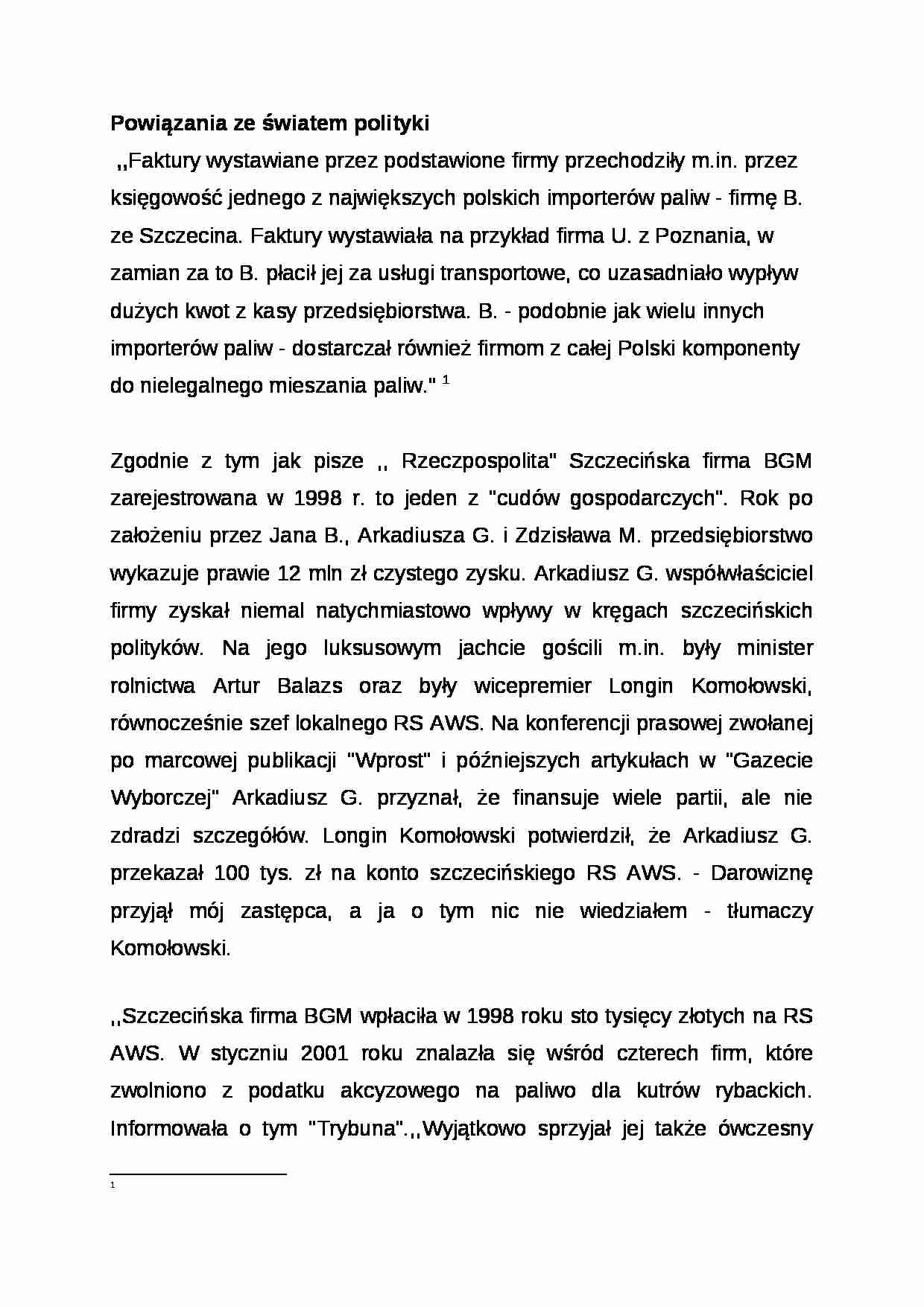 Powiązania mafii palilowej ze światem polityki - wykład - strona 1