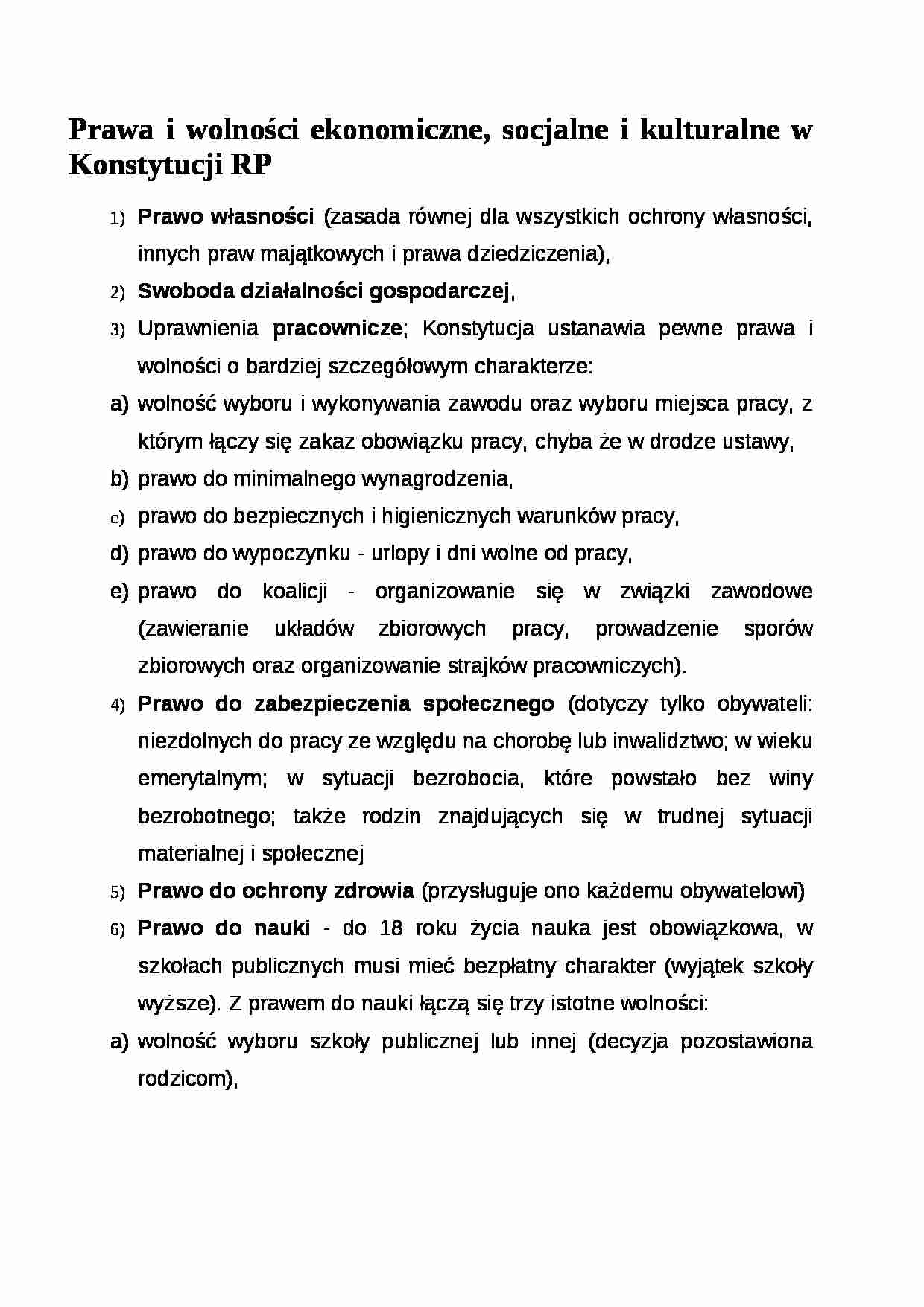 Wykład - Prawa i wolności ekonomiczne - strona 1