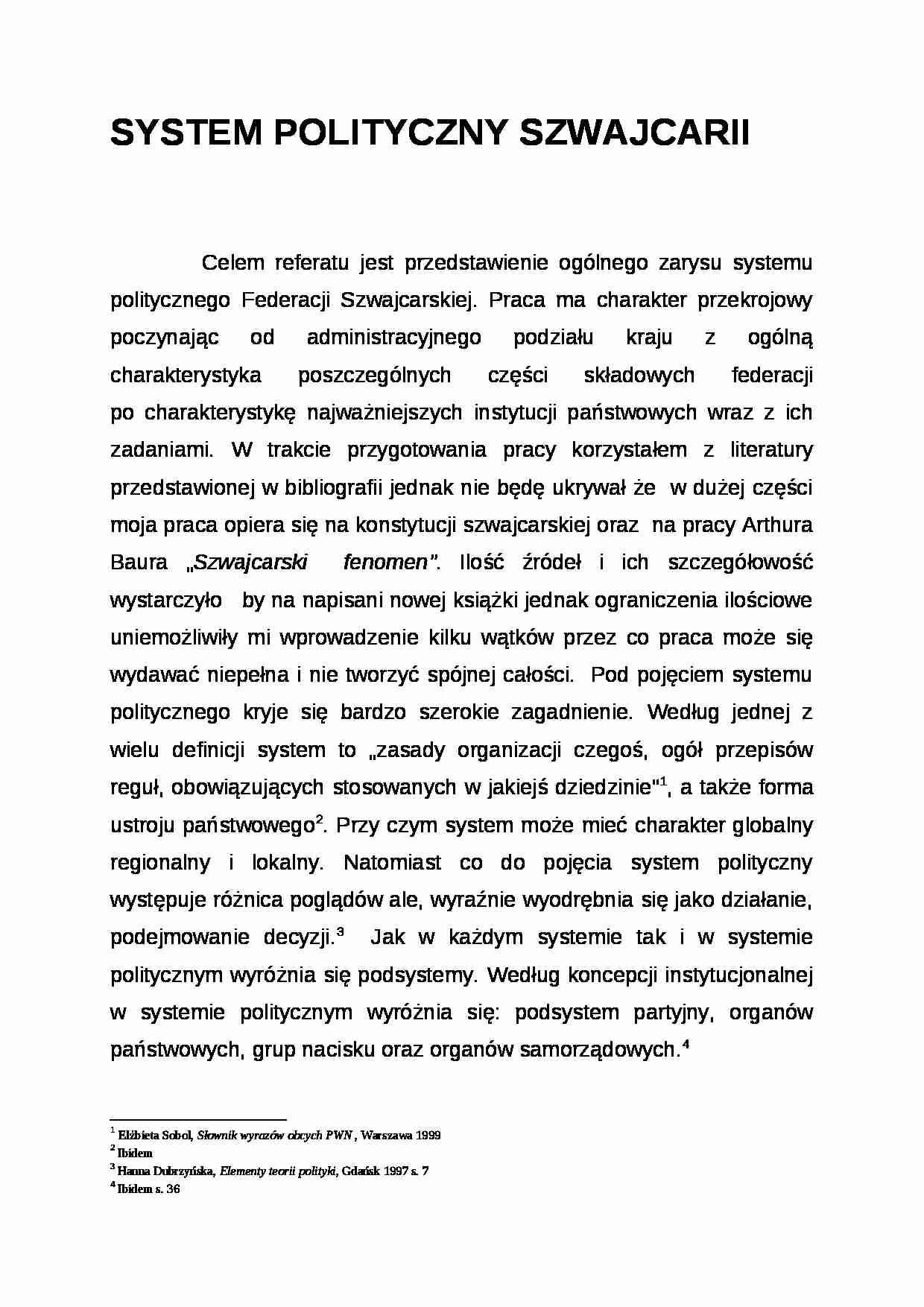 Wykład - system polityczny Szwajcarii - strona 1