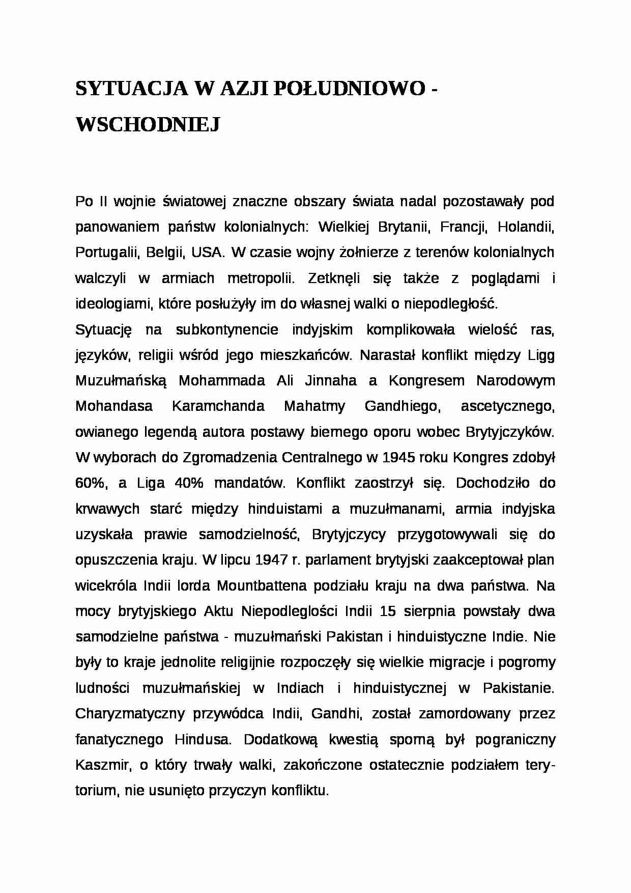 Wykład - sytuacja w Azji południowo-wschodniej - strona 1