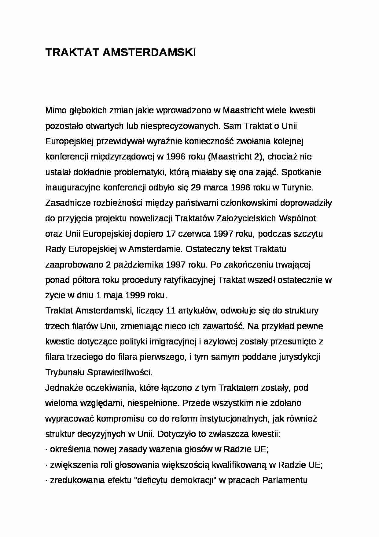 Wykład - Traktat Amsterdamski - strona 1