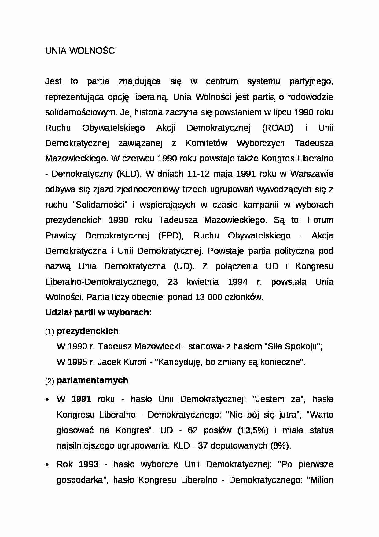 Wykład - Unia wolności - strona 1