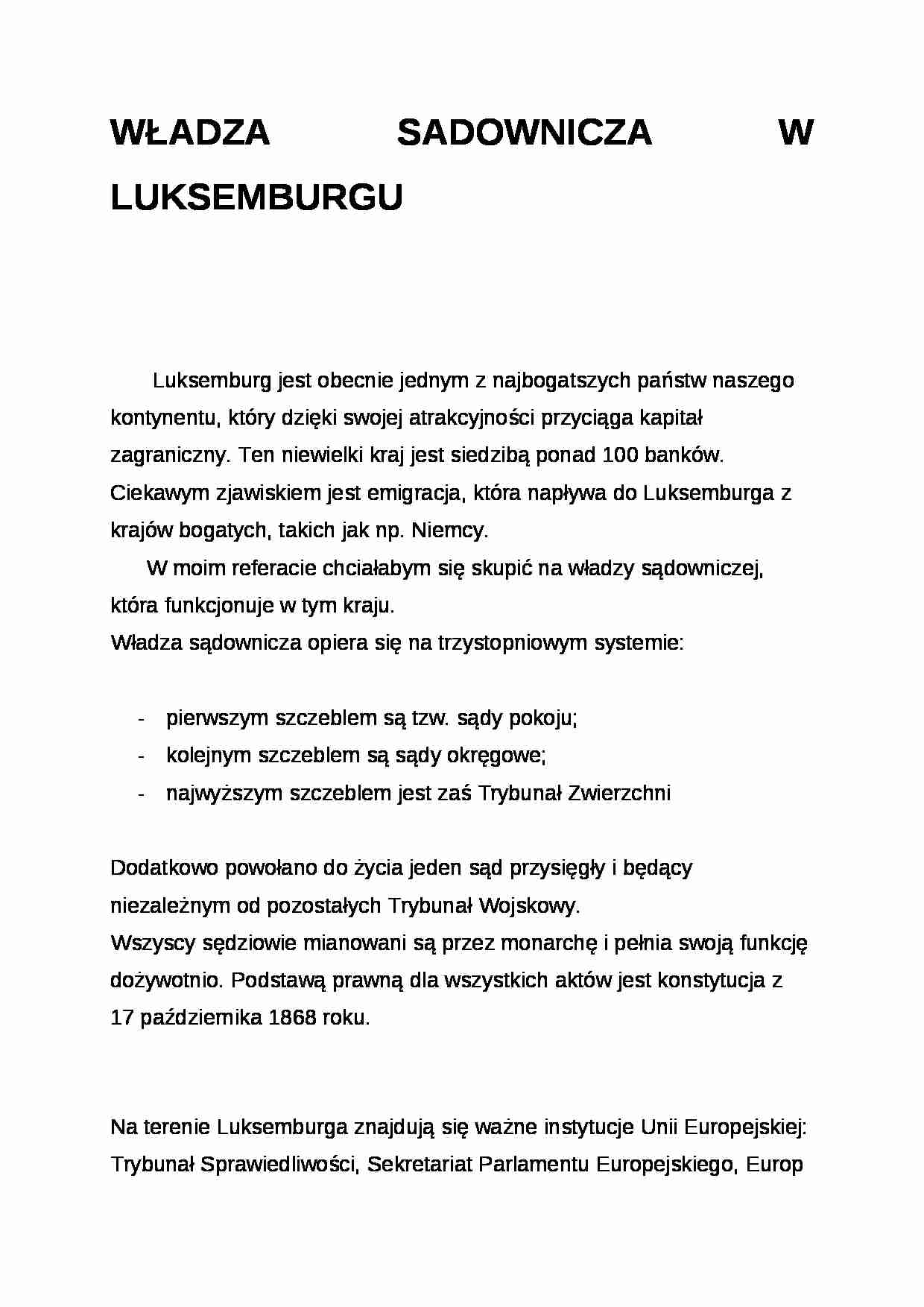 Wykład - władza sądownicza w Luksemburgu - strona 1