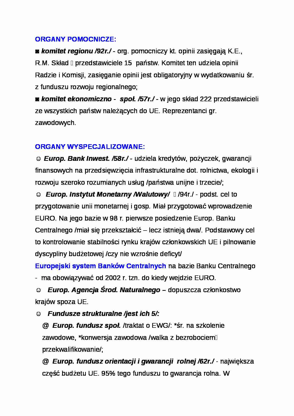 Wykład - organy pomocnicze i wyspecjalizowane - strona 1