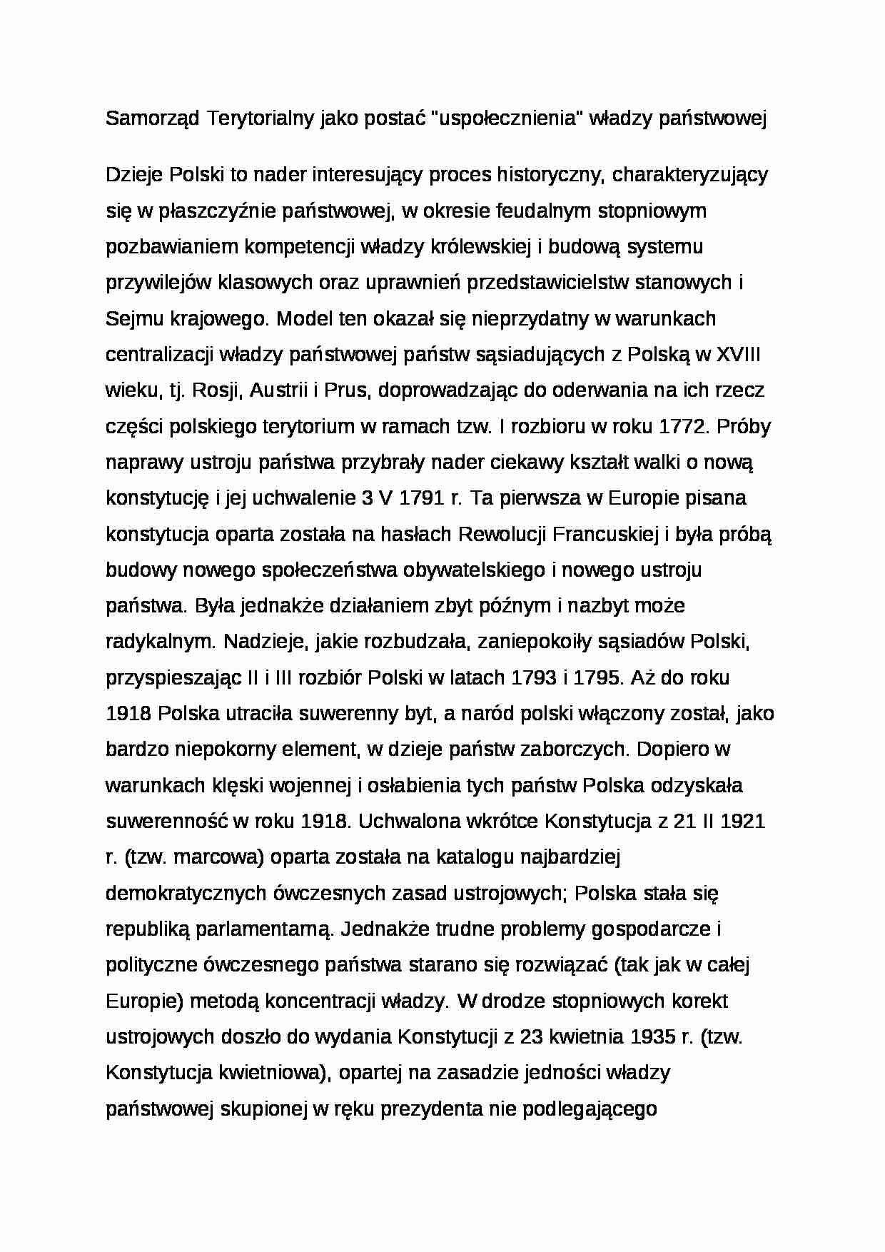 Wykład - Samorząd Terytorialny - strona 1