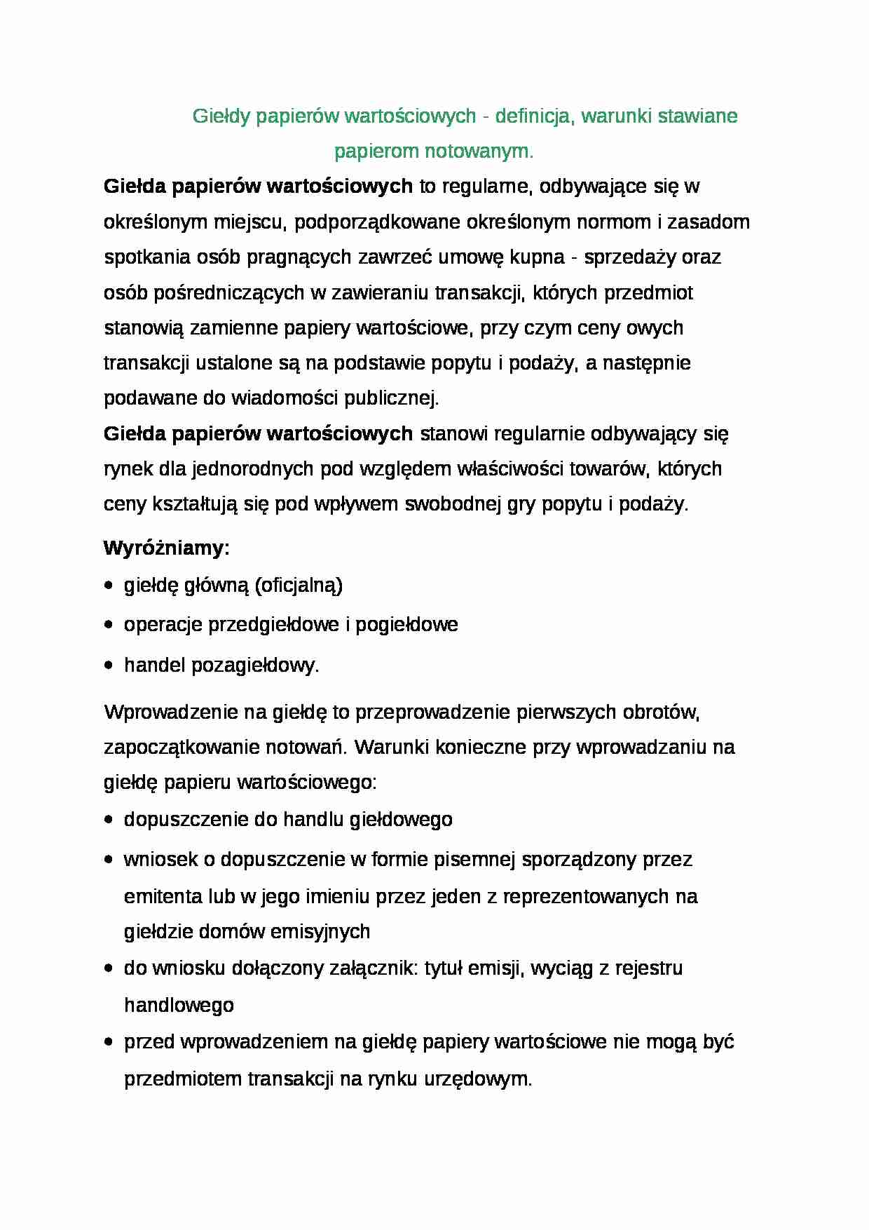 Wykład - Giełdy papierów wartościowych - strona 1