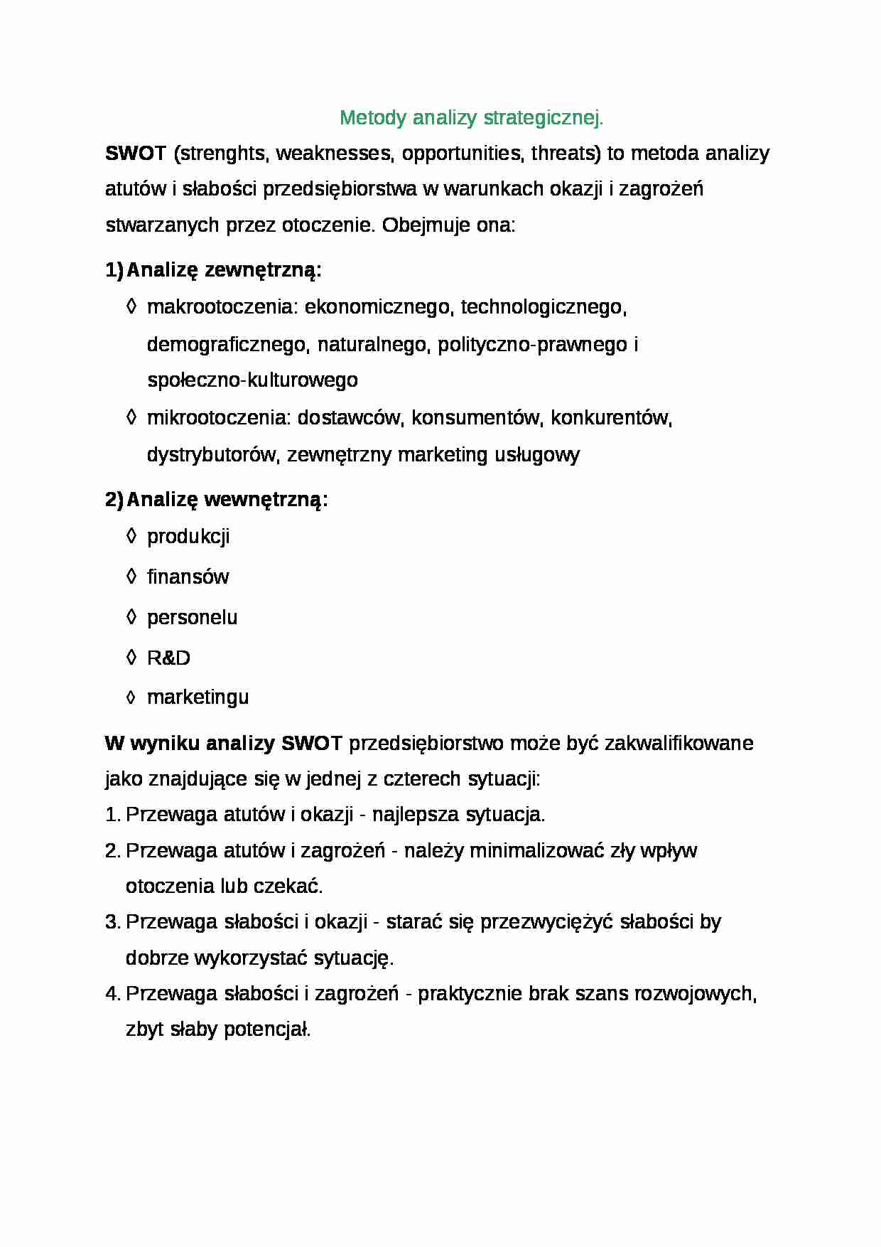 Wykład - Metody analizy strategicznej - strona 1