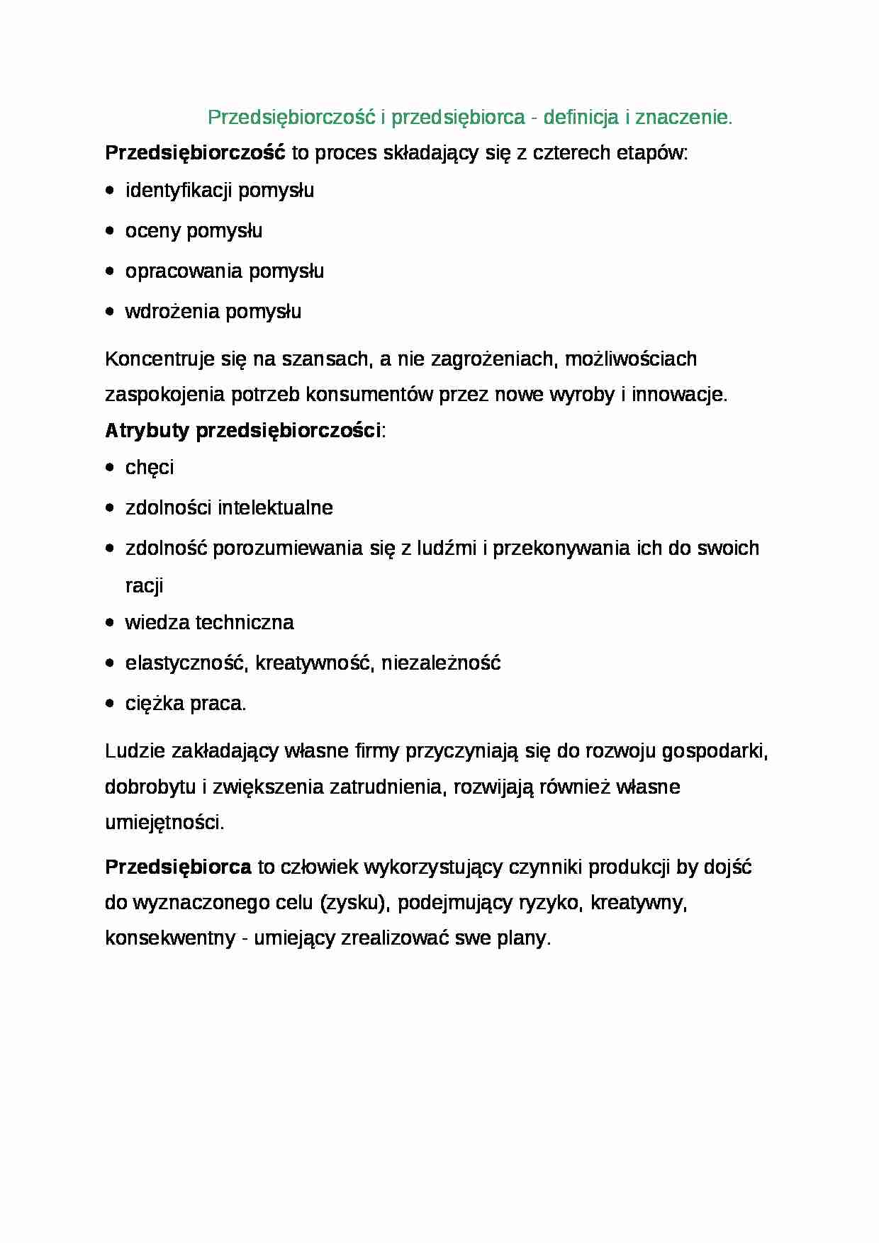 Wykład - Przedsiębiorczość i przedsiębiorca - strona 1