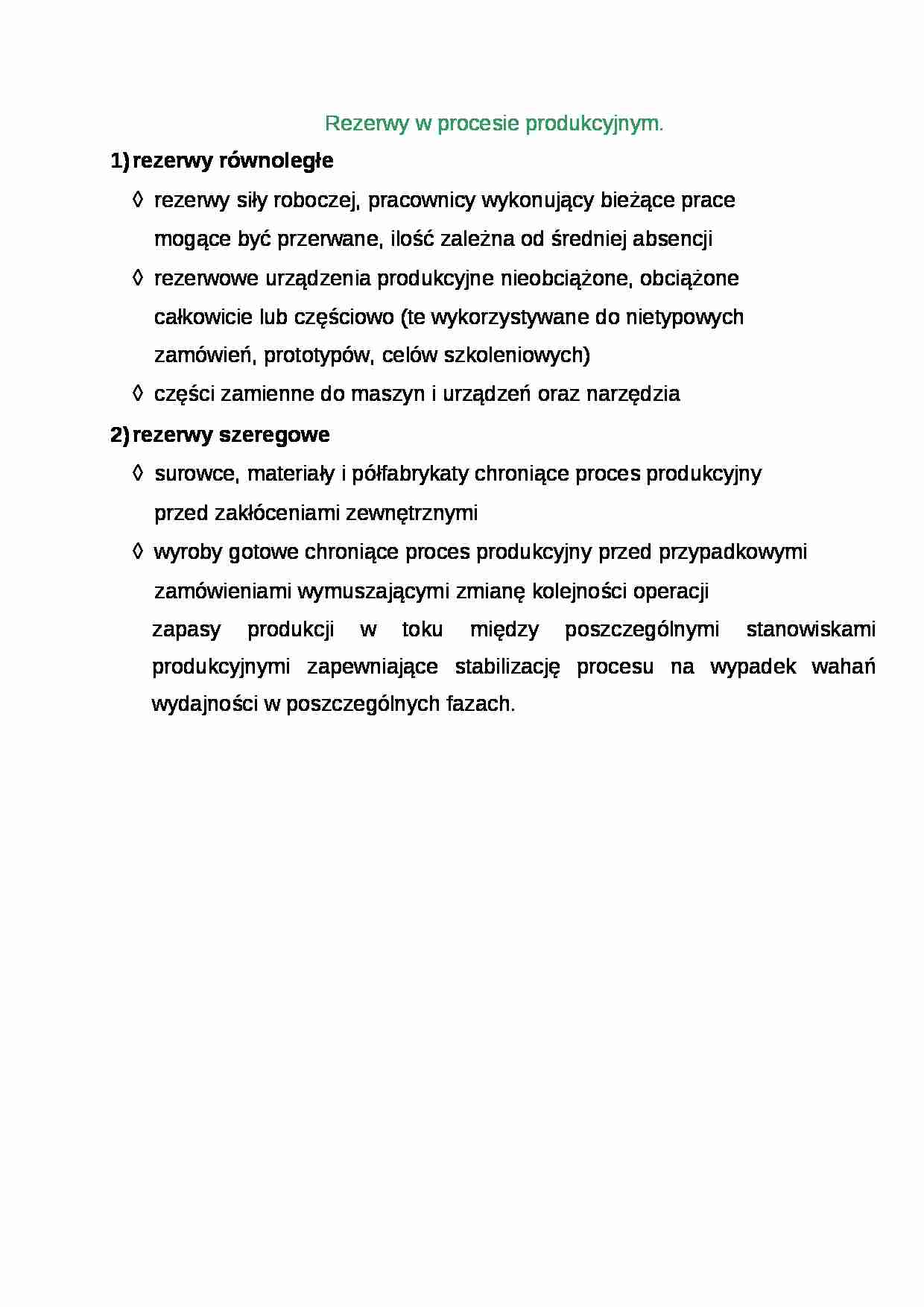 Wykład - Rezerwy w procesie produkcyjnym - strona 1