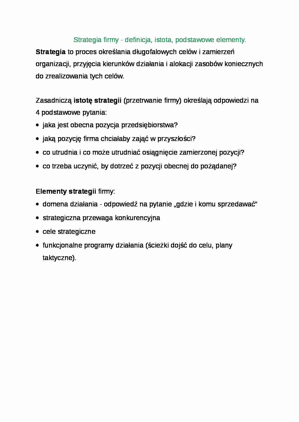 Wykład - Strategia firmy - strona 1
