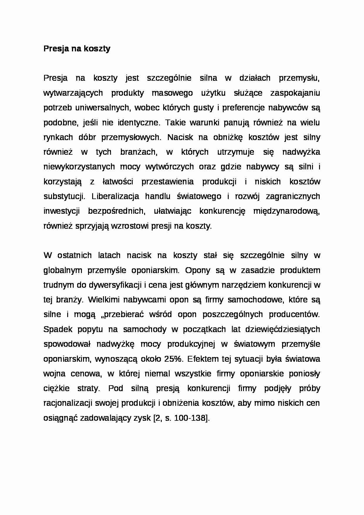 Wykład - Presja na koszty - strona 1