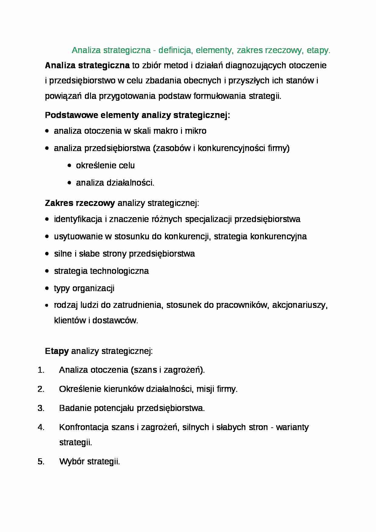 Wykład -  Analiza strategiczna - strona 1