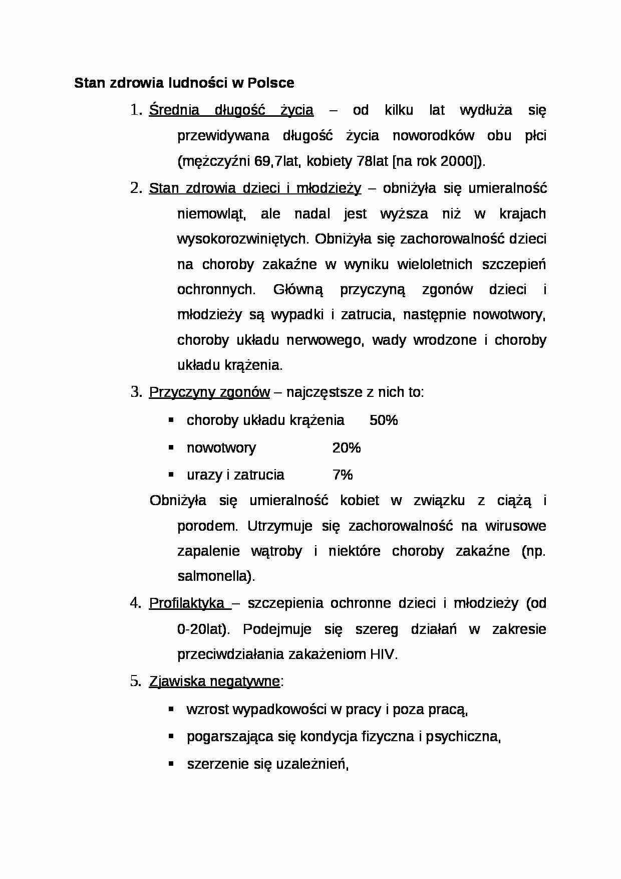 Wykład - Stan zdrowia ludności w Polsce - strona 1
