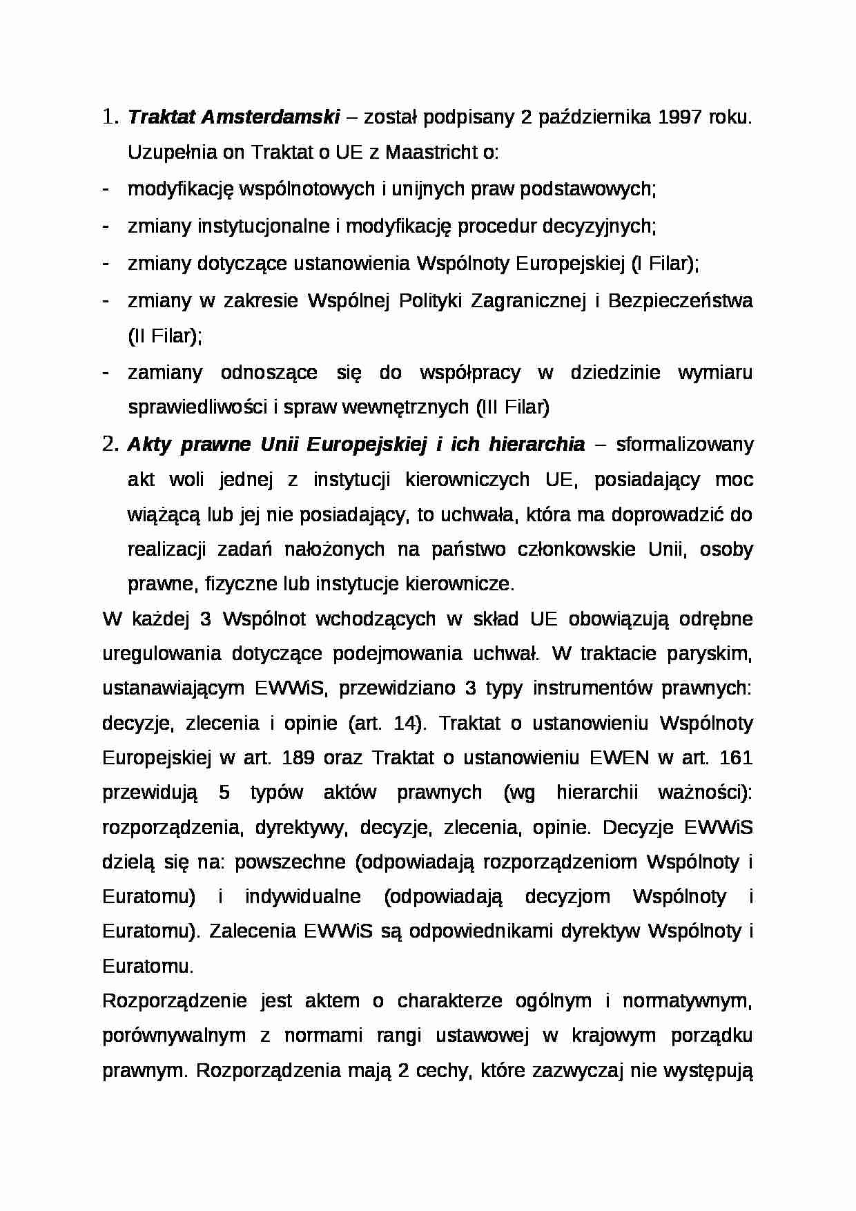 Wykład - akty prawne integracji Unii Europejskiej - strona 1