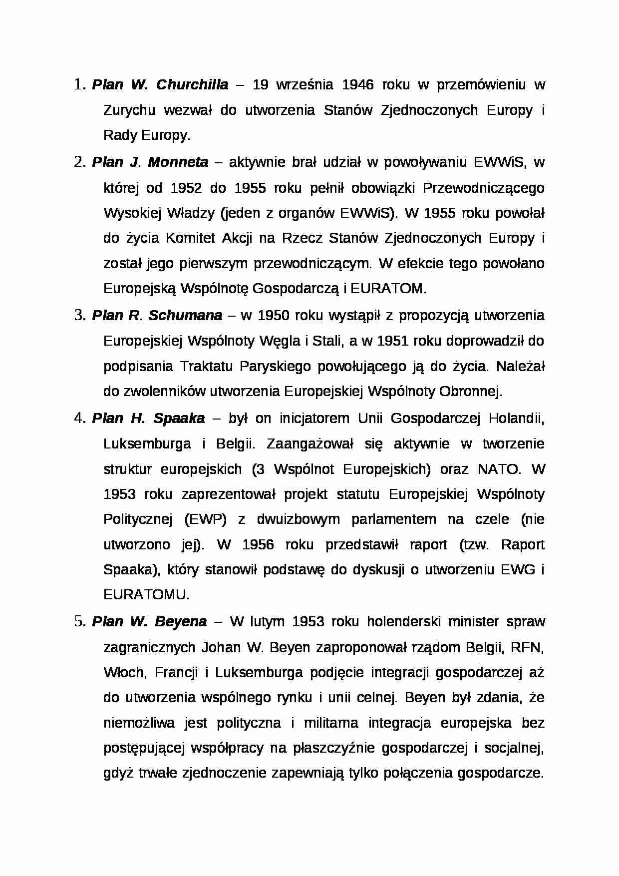 Wykład - Plany dotyczące integracji europejskiej - strona 1