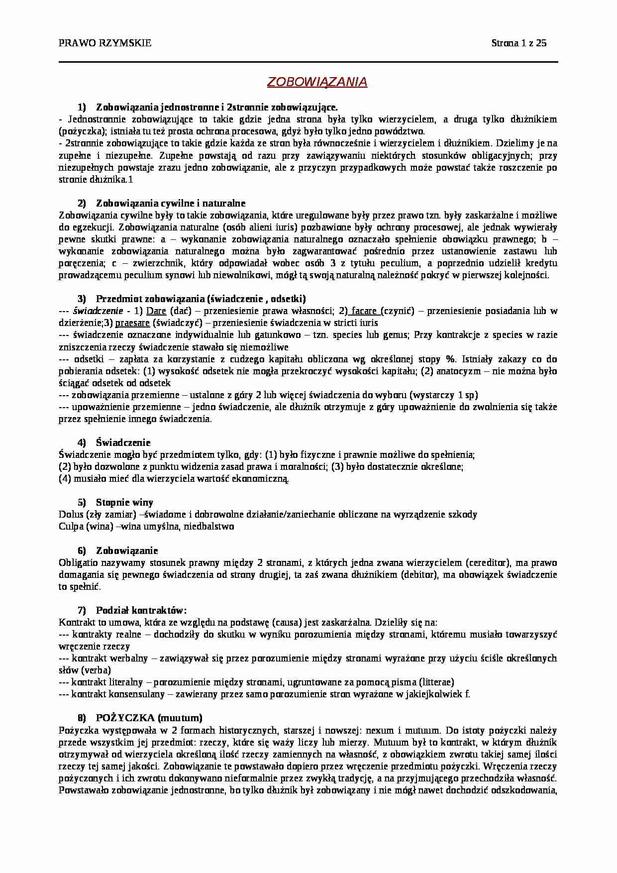 Prawo rzymskie - zagadnienia - strona 1