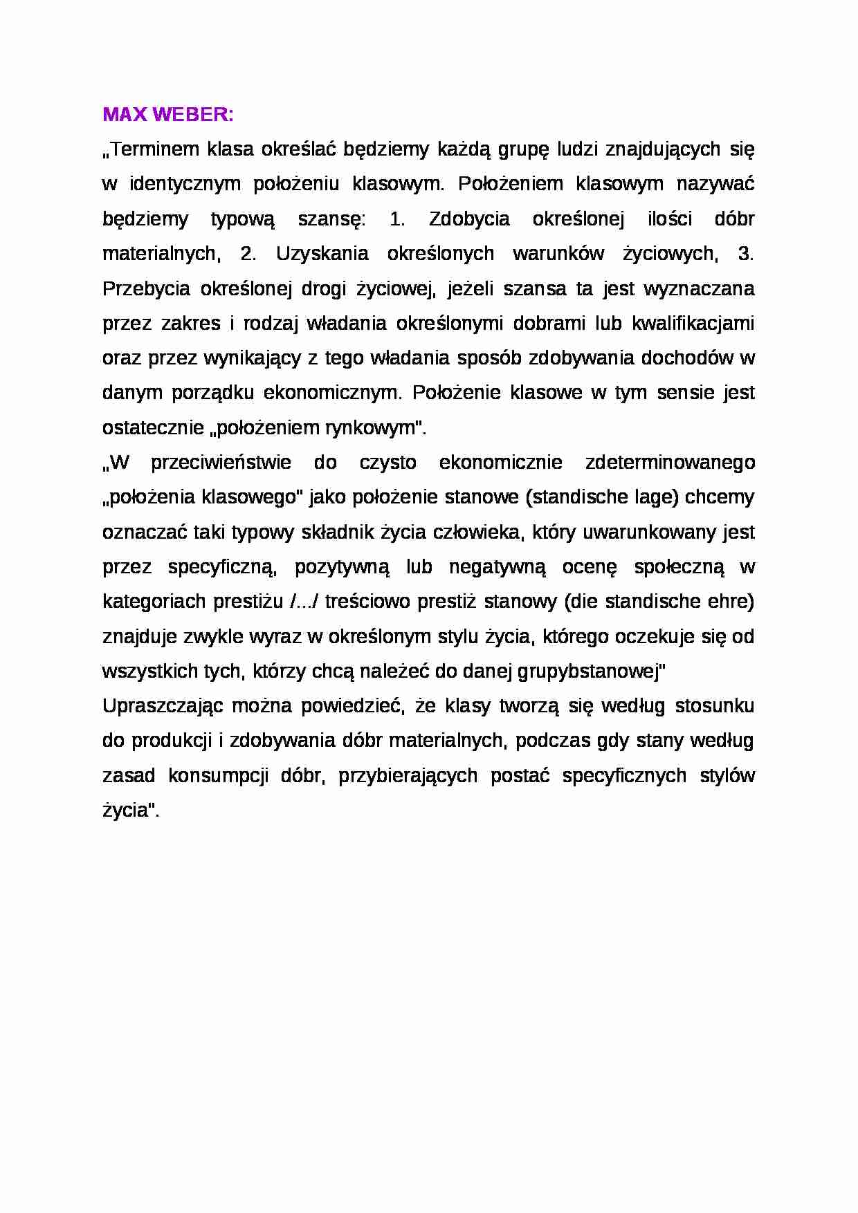 Wykład - teoria Maxa Webera - strona 1