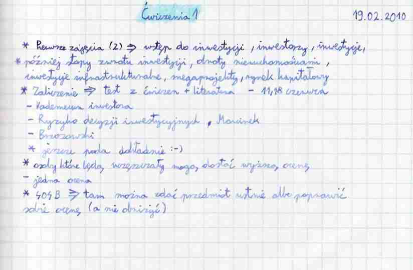 Podstawy inwestowania - notatki z ćwiczeń z całego semestru - strona 1