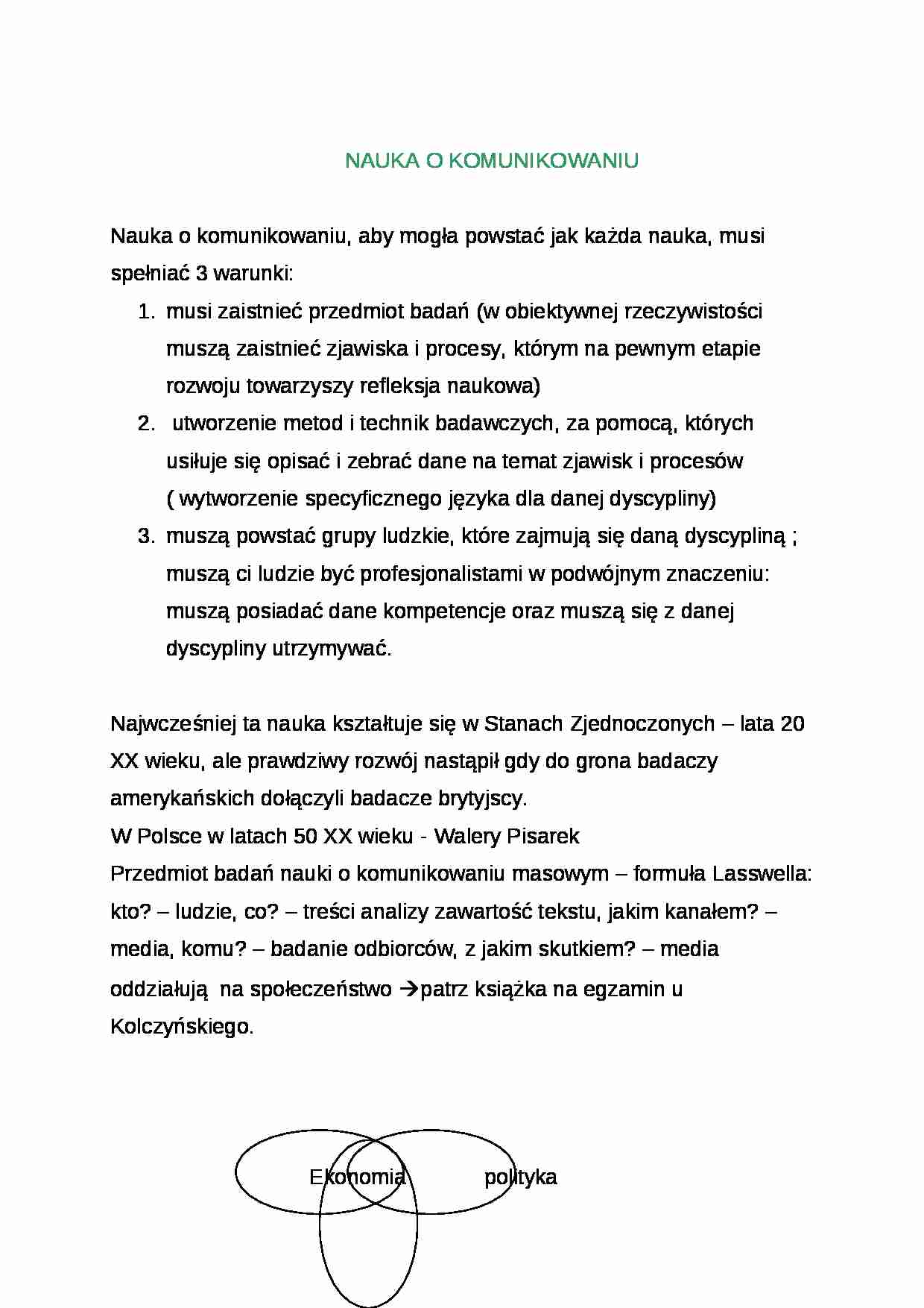 Wykład - Teoria masowego komunikowania - strona 1