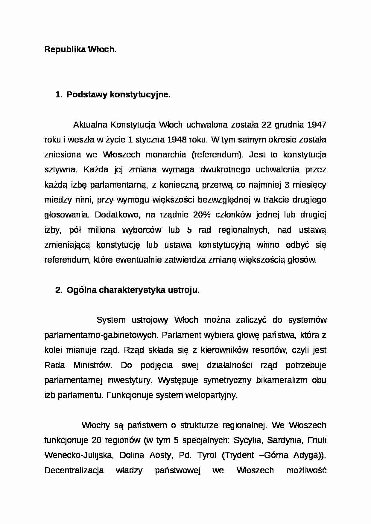 Wykład - Republika Włoch - charakterystyka - strona 1